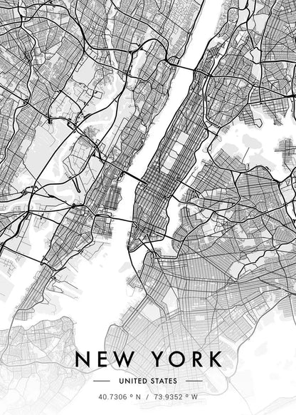 City Map Artwork Poster Paris New York Canvas Painting HD Printed Black and White Map Wall Art Picture Living Room Home Decor