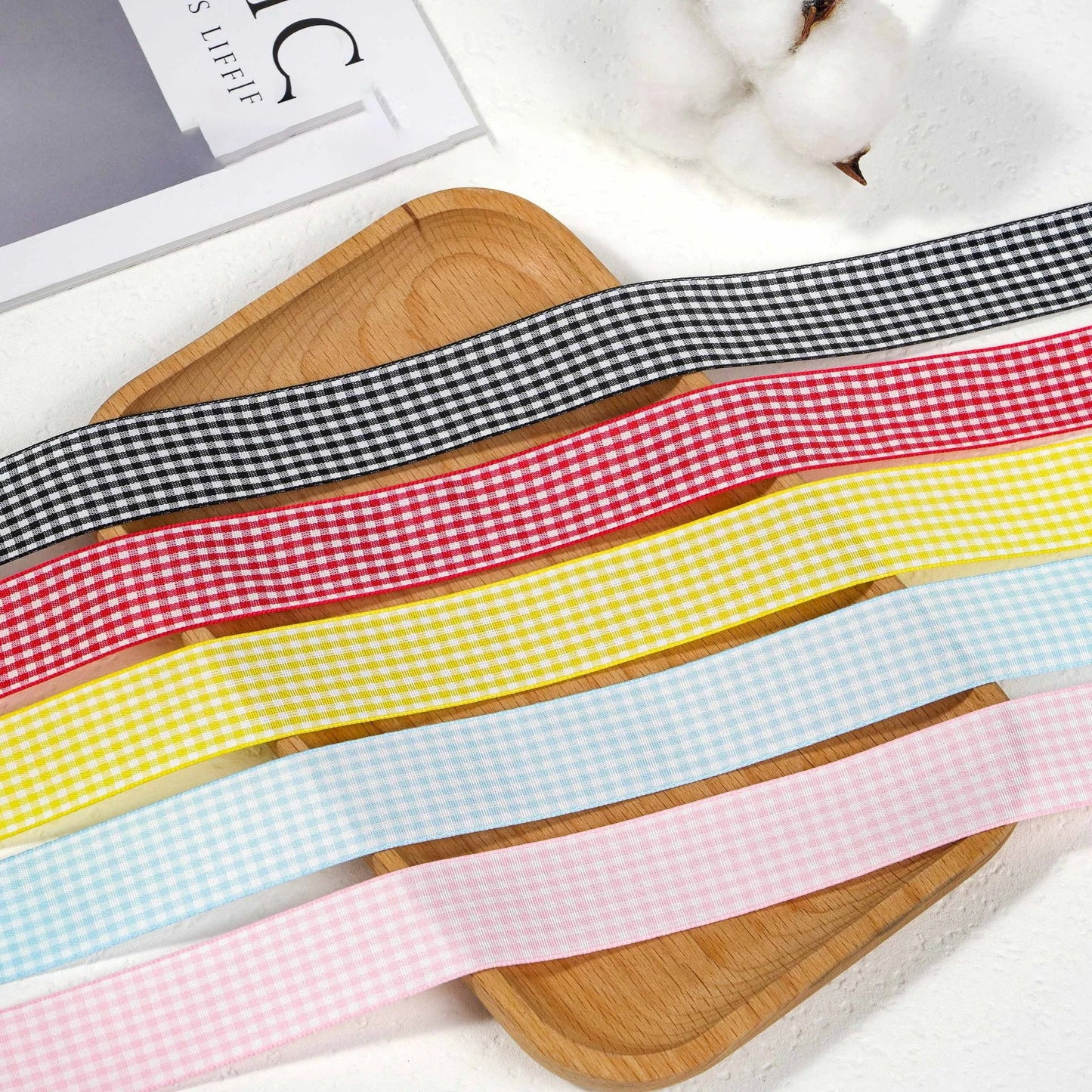 Luxury Pastel Gingham Ribbon Shoelaces | Cute Wide Flat Bow Laces for Sneakers | 1 Pair