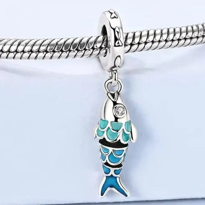 Fish Charm | Sterling Silver Ocean Charm | Fits European Style Bracelets & Necklaces | DIY Jewelry Supply