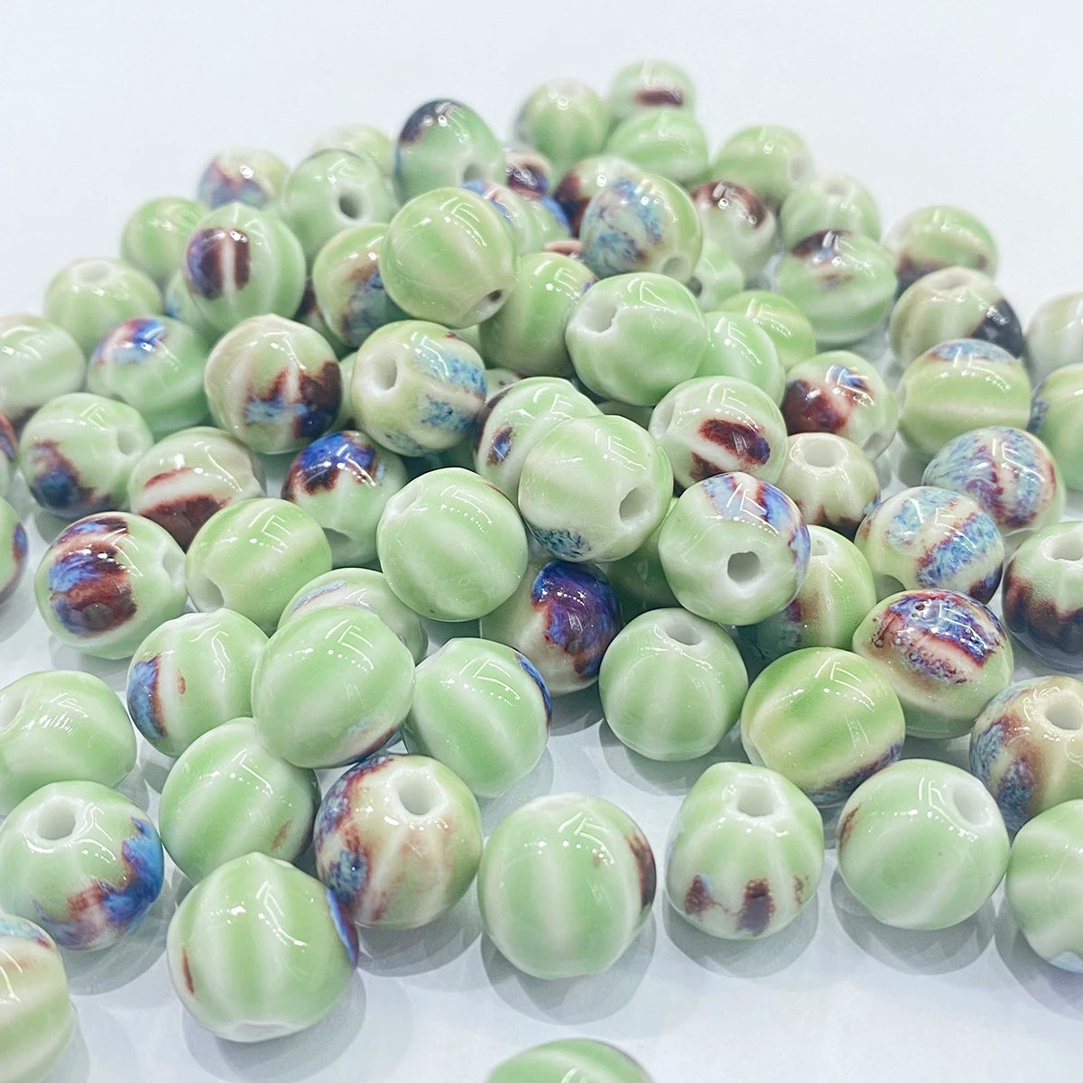 11mm Ceramic Spacer Beads | Colorful Irregular Round Beads | 20/40pcs Multicolor Beads for Bracelets & DIY Jewelry Making