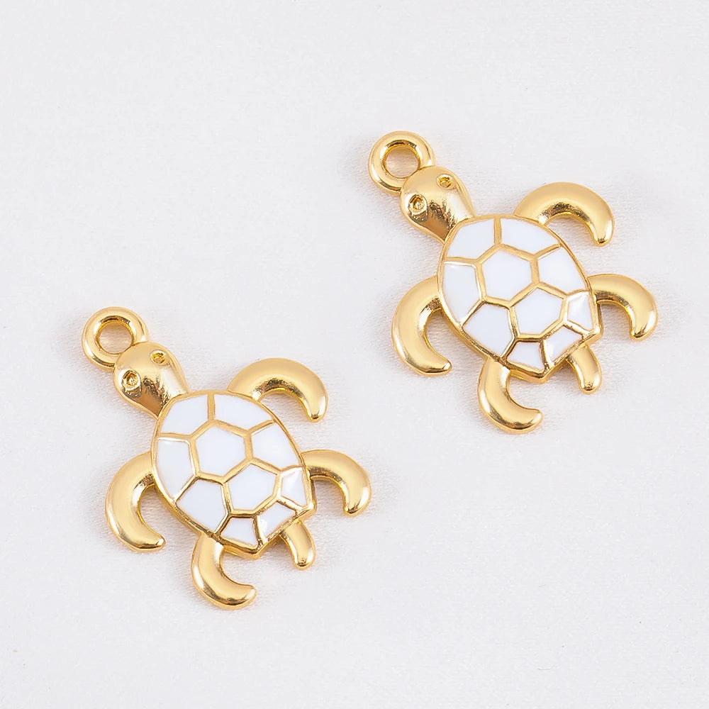 Ocean Charms | 10 White Enamel Sea Life Pendants | Shell, Coral, Fish & Heart DIY Jewelry Supplies