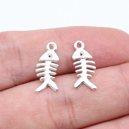 Fish Bone Charms | 40-Piece Mixed Color Metal Pendants | DIY Jewelry Making Supplies for Bracelets, Necklaces & Earrings
