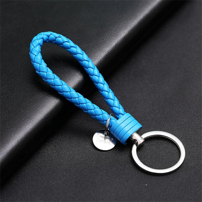 Braided PU Leather Keychain | Woven Rope Keyring with Metal Clasp | DIY Bag Charm, Key Holder & Craft Accessory