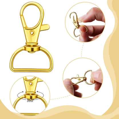 Swivel Clasp & D Ring Set | 15pc Lobster Claw Snap Hooks, D Rings & Slider Clasps | Keychain, Lanyard & DIY Craft Hardware