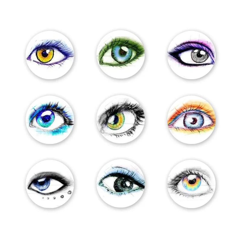 20pc Glass Eyes for Crafts | 8mm to 16mm Cat Dragon Dinosaur Eyes | Round Cabochons for DIY Dolls, Jewelry & Craft Making