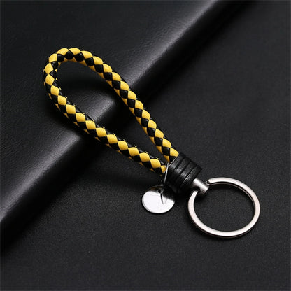 Braided PU Leather Keychain | Woven Rope Keyring with Metal Clasp | DIY Bag Charm, Key Holder & Craft Accessory