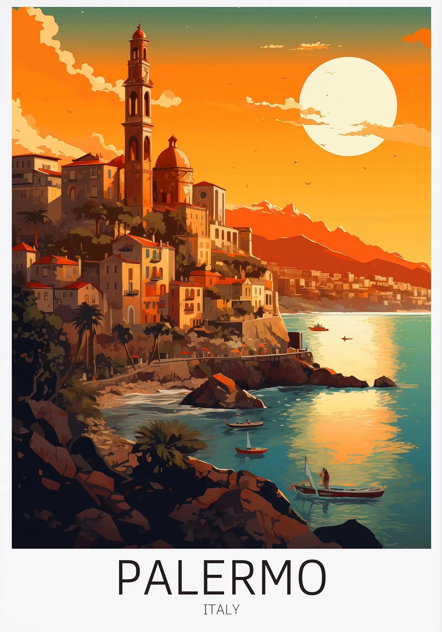 Italy City Travel Poster Paris Rome Milan Tuscany Venice Sardinia Canvas Painting Wall Art Picture for Living Room Home Decor