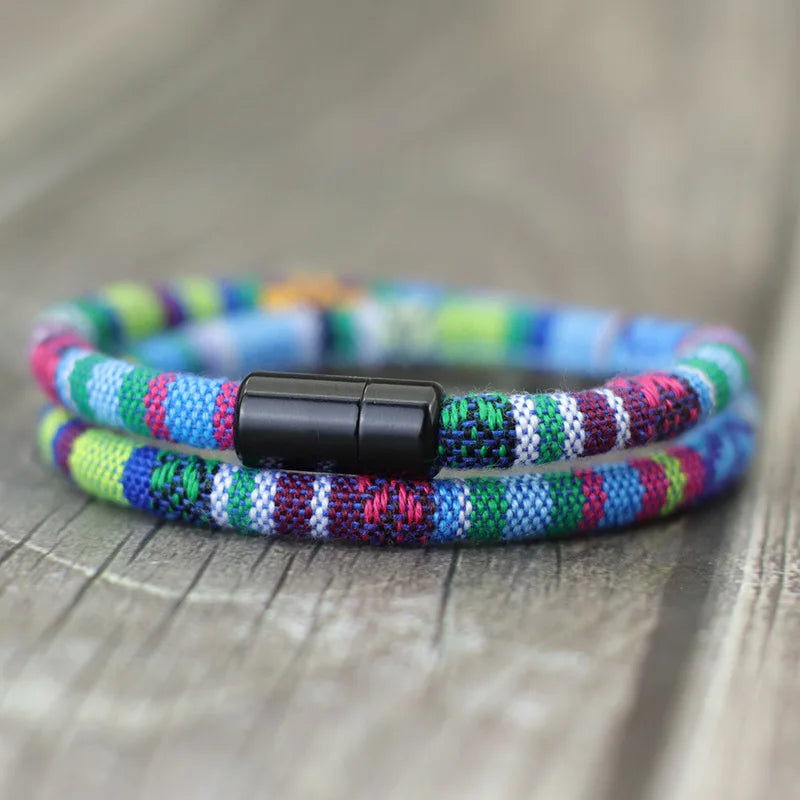 Men's Bohemia Rope Bracelet Attract Magentic Braclet Adventure Survival Braslet Pulseras Hilo Hombre Beach Surf Brazalete