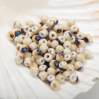 Multi-color Ceramic Beads 6mm | Speckled Porcelain Round Beads | 100pc Bracelet & Necklace Beads | DIY Jewelry Making Supplies