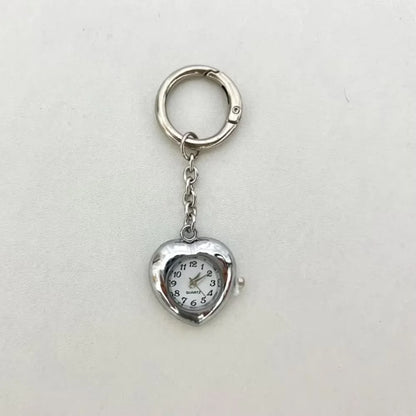 Heart Watch Bag Charm | Functional Clock Keychain | Purse & Backpack Charm with Heart, Key & Crystal Accents