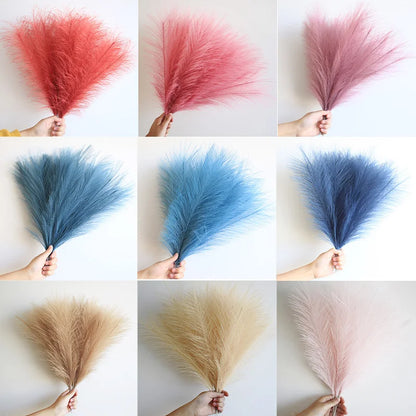 15pc Artificial Pampas Grass Fake Flower Simulated Reed Bouquet for Home Wedding Party Decoration Fluffy Boho Pampas Grass Decor