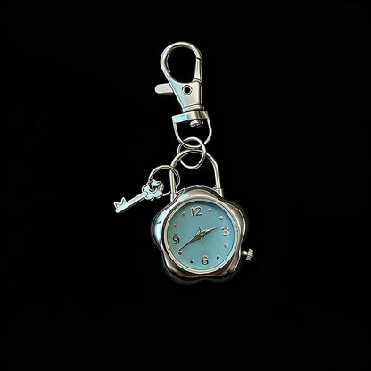 Heart Watch Bag Charm | Functional Clock Keychain | Purse & Backpack Charm with Heart, Key & Crystal Accents