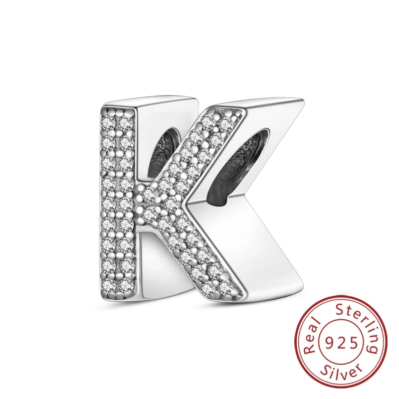 925 Sterling Silver A–Z Alphabet Charms | Initial Letter Beads for Charm Bracelets | DIY Jewelry Gift for Women