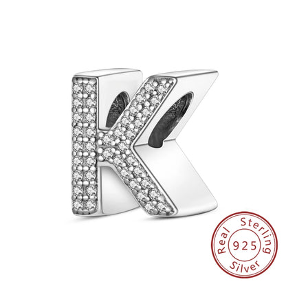 925 Sterling Silver A–Z Alphabet Charms | Initial Letter Beads for Charm Bracelets | DIY Jewelry Gift for Women