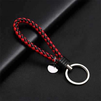 Braided PU Leather Keychain | Woven Rope Keyring with Metal Clasp | DIY Bag Charm, Key Holder & Craft Accessory