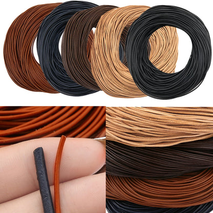 Genuine Cowhide Leather Cord | 5m Round Leather Rope for Necklaces, Bracelets & DIY Jewelry Making