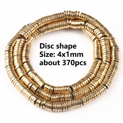 Gold Plated Hematite Beads | 4mm Heart, Cube, Rondelle & Irregular Spacer Beads | 15-Inch Jewelry-Making Strand