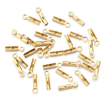 Stainless Steel Cord End Caps for Jewelry Making | Fold-Over Crimp Connectors for Leather Cord & Bracelets | Bead Caps for Jewelry
