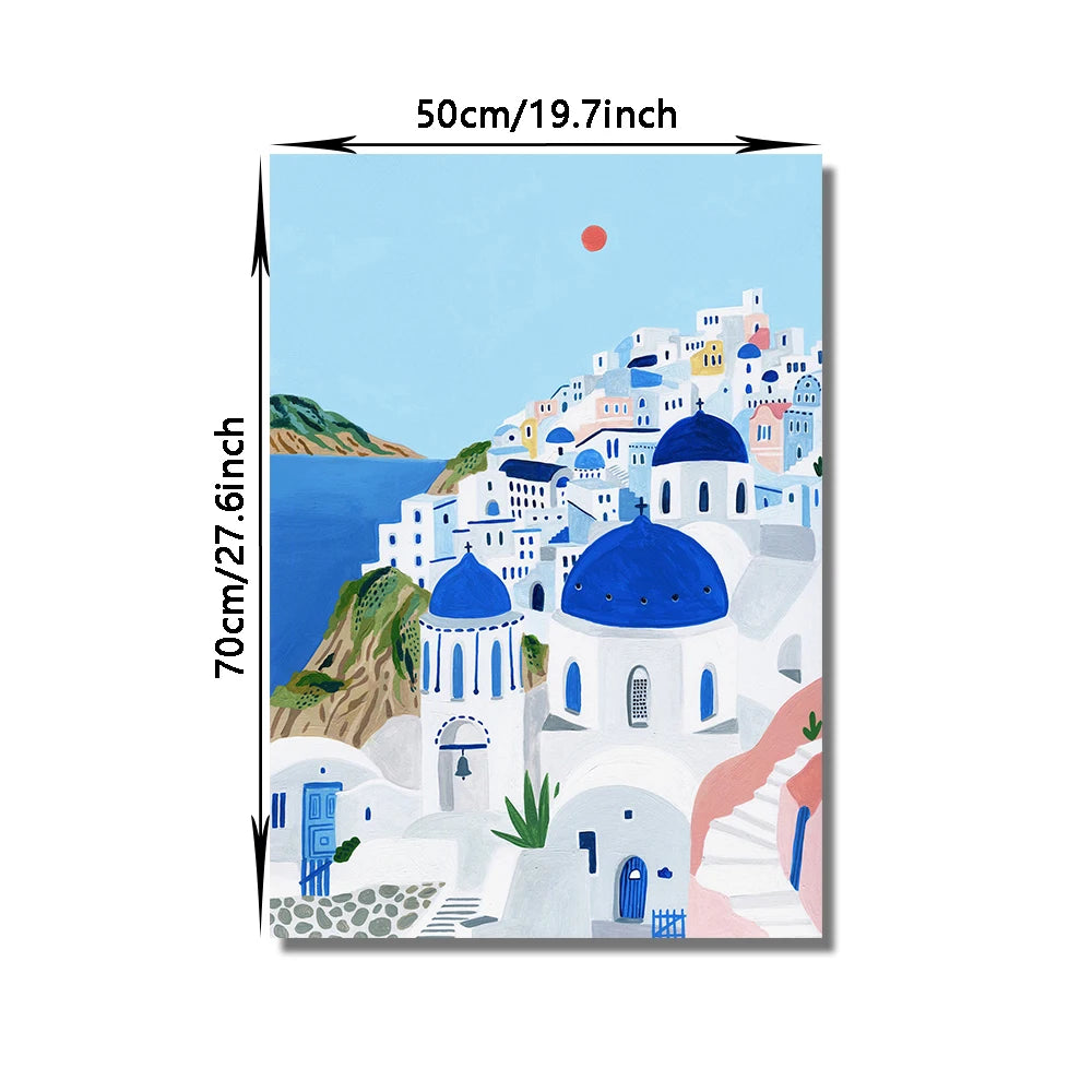 Santorini Lisbon Canvas Wall Art Print Poster Lake Como Central Park Decorative Painting Travel Mural Home Decor Gift Unframed