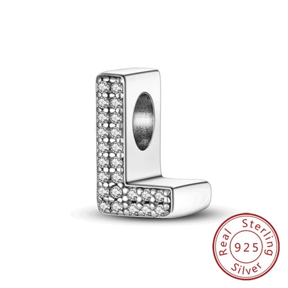 925 Sterling Silver A–Z Alphabet Charms | Initial Letter Beads for Charm Bracelets | DIY Jewelry Gift for Women
