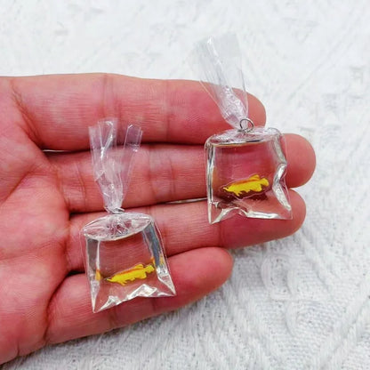Resin Fish Charms | 10 Ocean Water Bag Pendants | DIY Jewelry Making Supplies