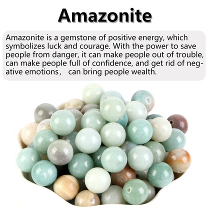 Natural Gemstone Beads 4mm–12mm | Round Stone Beads for Bracelets | Indian Agate, Tiger Eye, Amazonite, Quartz & More