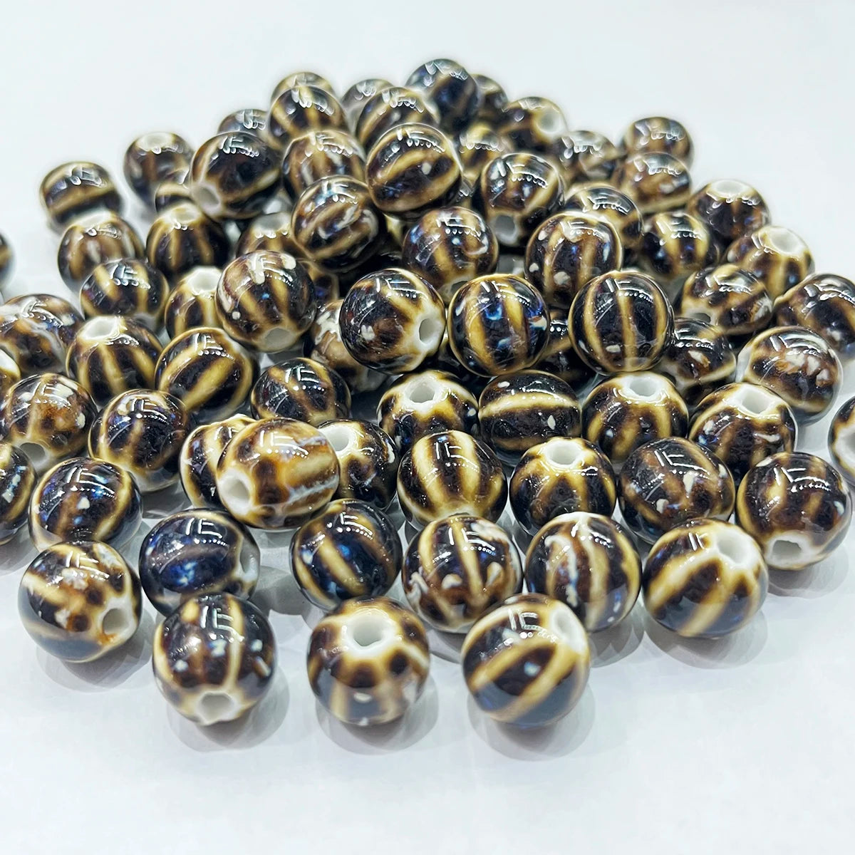 11mm Ceramic Spacer Beads | Colorful Irregular Round Beads | 20/40pcs Multicolor Beads for Bracelets & DIY Jewelry Making