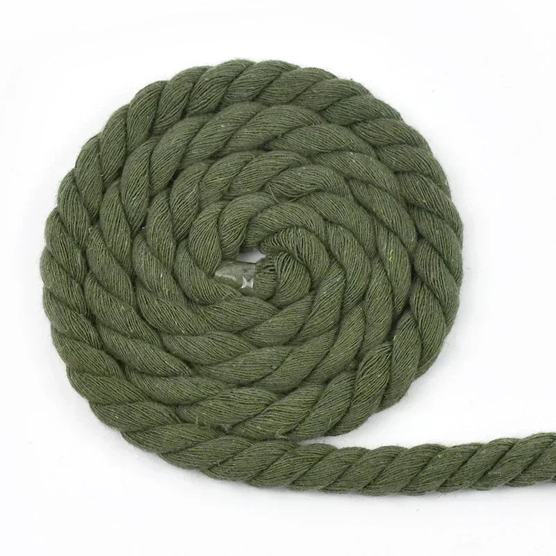 100% Cotton Macrame Rope Cord | 3-Strand Twisted Craft Rope | 5M Thick Cotton Cord 5–20mm | Bag Making & Home Decor DIY Supply