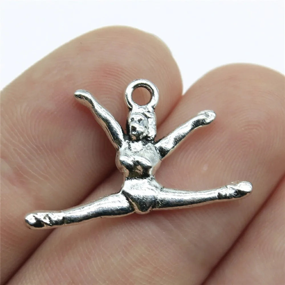 20pcs Charms Gymnastics Antique Silver Color Gymnastics Charms Jewelry Findings DIY Gym Charms Sport Wholesale