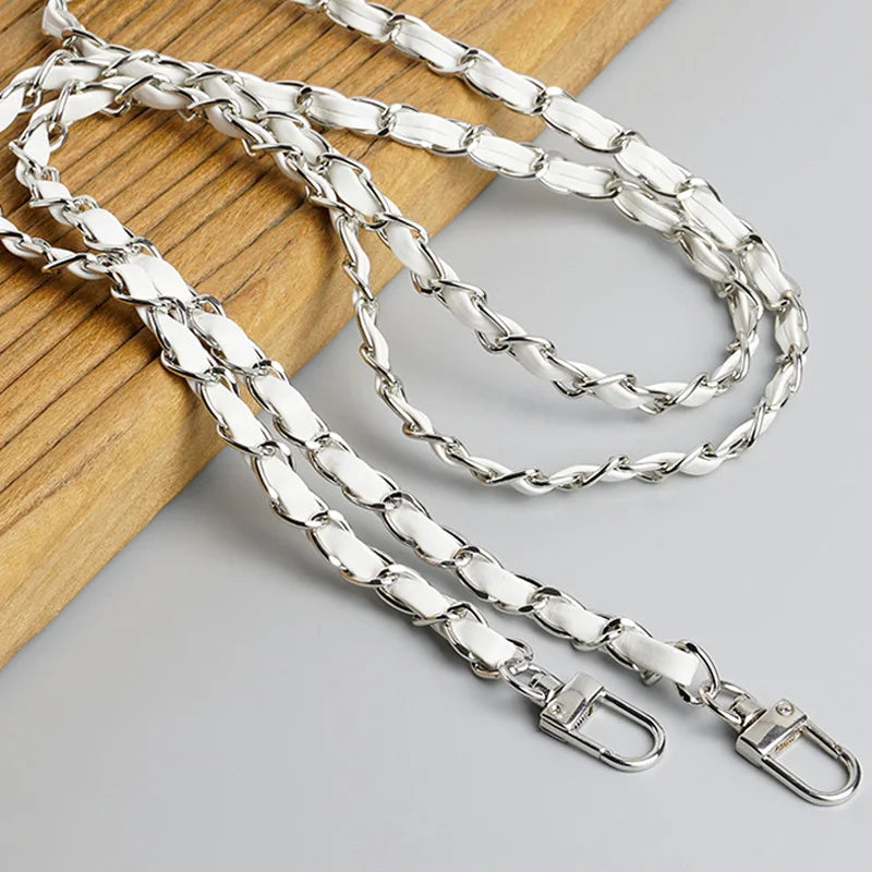 120cm Purse Chain Strap | Metal & Leather Crossbody Bag Chain | 47in Replacement Shoulder Strap for Handbags & DIY Bag Making