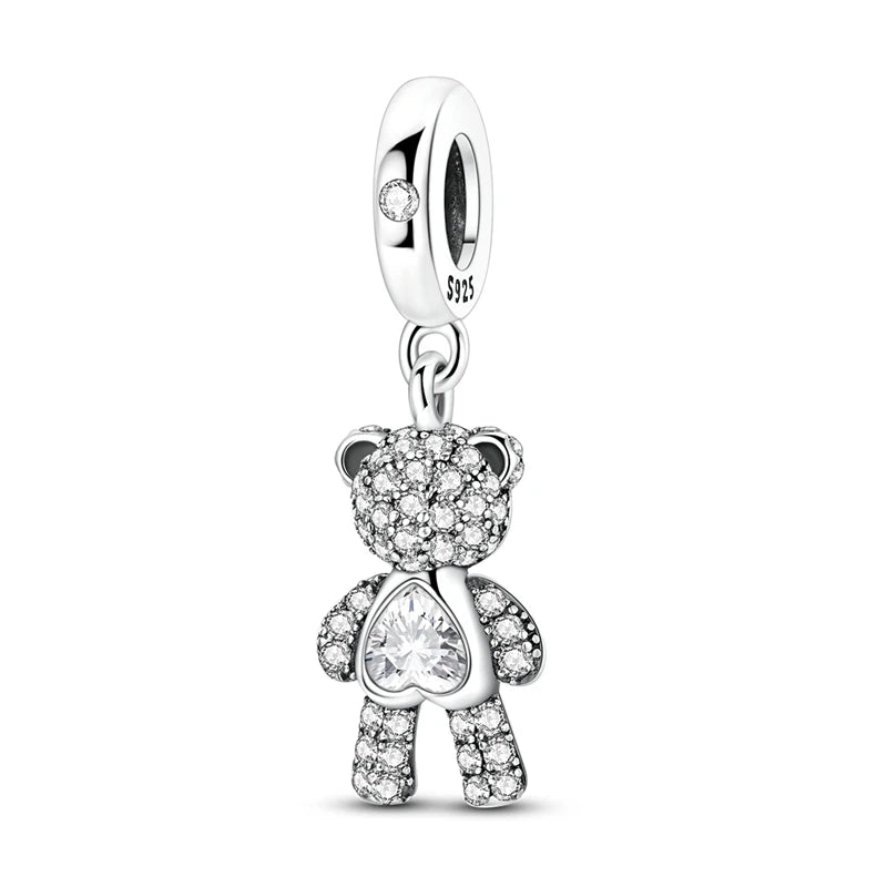 Sterling Silver Bear Family Tree Charm | 925 Charm Bead for Pandora Style Bracelets | Nature Jewelry Gift for Mom, Daughter & Women