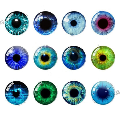 20pc Glass Eyes for Crafts | 8mm to 16mm Cat Dragon Dinosaur Eyes | Round Cabochons for DIY Dolls, Jewelry & Craft Making