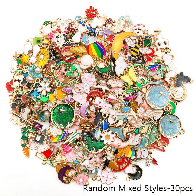 Gold Enamel Jewelry Charms Mix | 20, 30 & 50 Piece DIY Charm Set | Assorted Pendant Charms for Bracelets, Necklaces, Earrings & Crafts
