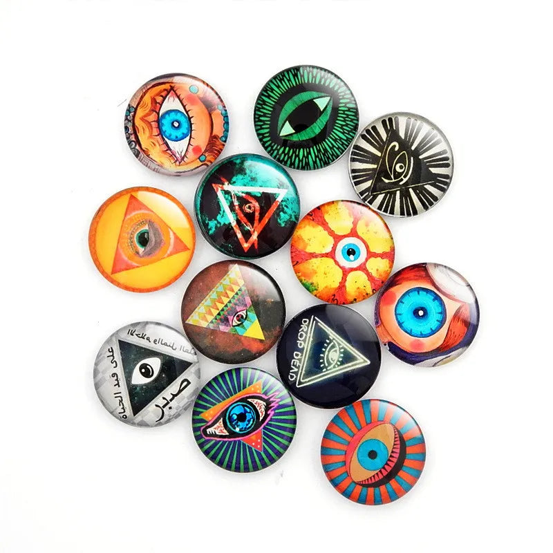 20pc Glass Eyes for Crafts | 8mm to 16mm Cat Dragon Dinosaur Eyes | Round Cabochons for DIY Dolls, Jewelry & Craft Making