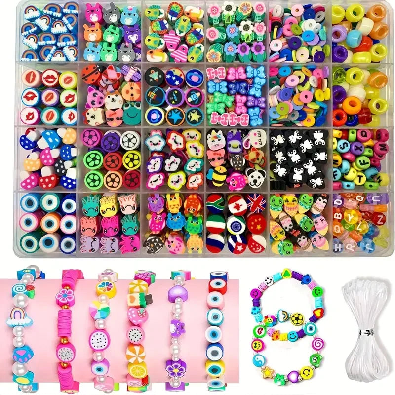 700pc Jewelry Making Kit | Polymer Clay & Acrylic Bead Set | Animal Charms for DIY Bracelets, Necklaces & Beaded Crafts