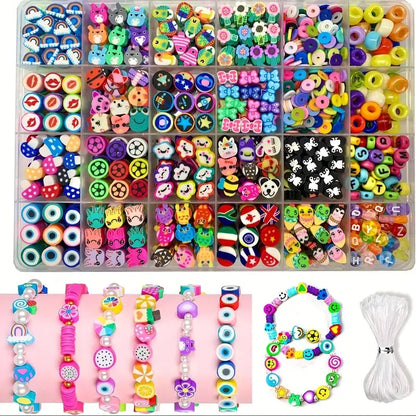 700pc Jewelry Making Kit | Polymer Clay & Acrylic Bead Set | Animal Charms for DIY Bracelets, Necklaces & Beaded Crafts