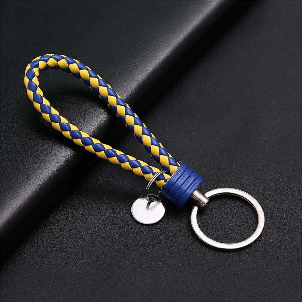 Braided PU Leather Keychain | Woven Rope Keyring with Metal Clasp | DIY Bag Charm, Key Holder & Craft Accessory