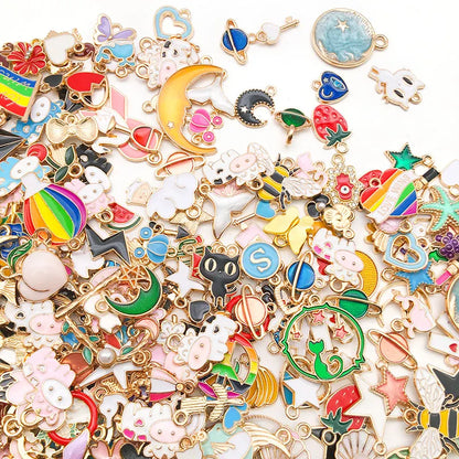 Gold Enamel Jewelry Charms Mix | 20, 30 & 50 Piece DIY Charm Set | Assorted Pendant Charms for Bracelets, Necklaces, Earrings & Crafts