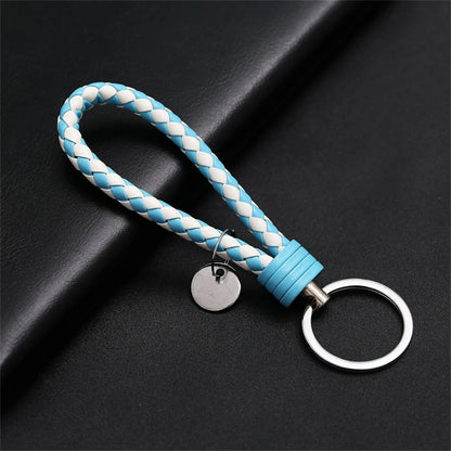 Braided PU Leather Keychain | Woven Rope Keyring with Metal Clasp | DIY Bag Charm, Key Holder & Craft Accessory