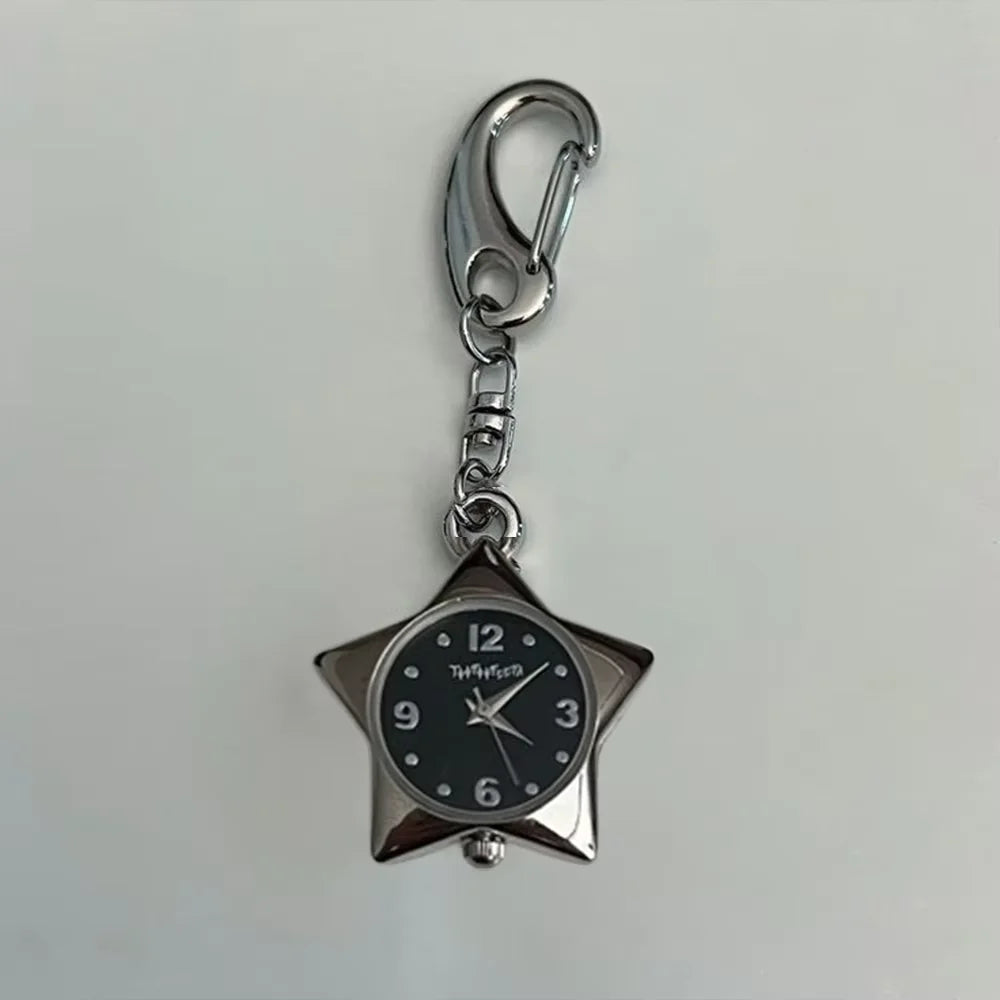 Heart Watch Bag Charm | Functional Clock Keychain | Purse & Backpack Charm with Heart, Key & Crystal Accents