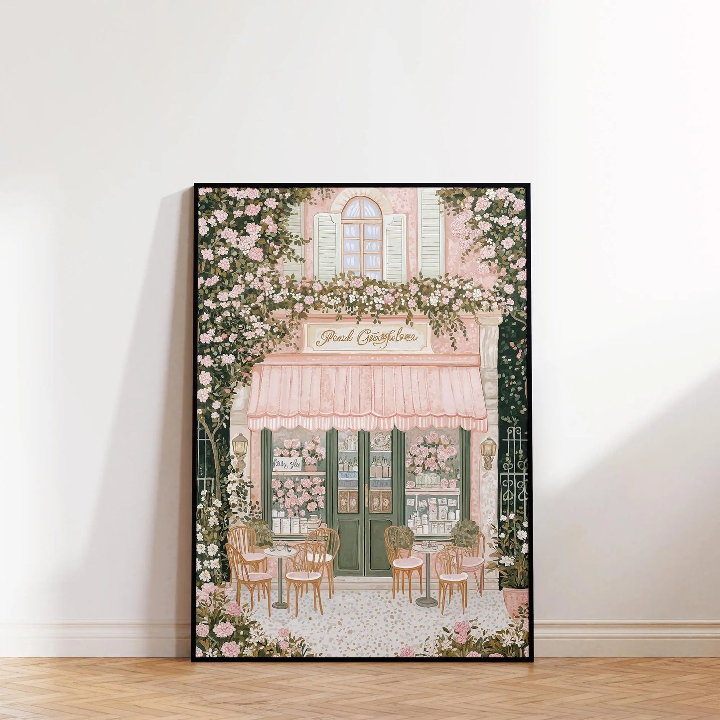 1pc Modern Cityscape Travel Mural Pink Flowers Nature Landscape Buildings Art Poster European City Mural Unframed Home Decor