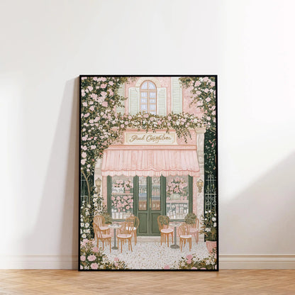 1pc Modern Cityscape Travel Mural Pink Flowers Nature Landscape Buildings Art Poster European City Mural Unframed Home Decor