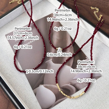 Red Pearl Bead Necklace | Glass Statement Necklace | Elegant Collarbone Jewelry Gift for Women