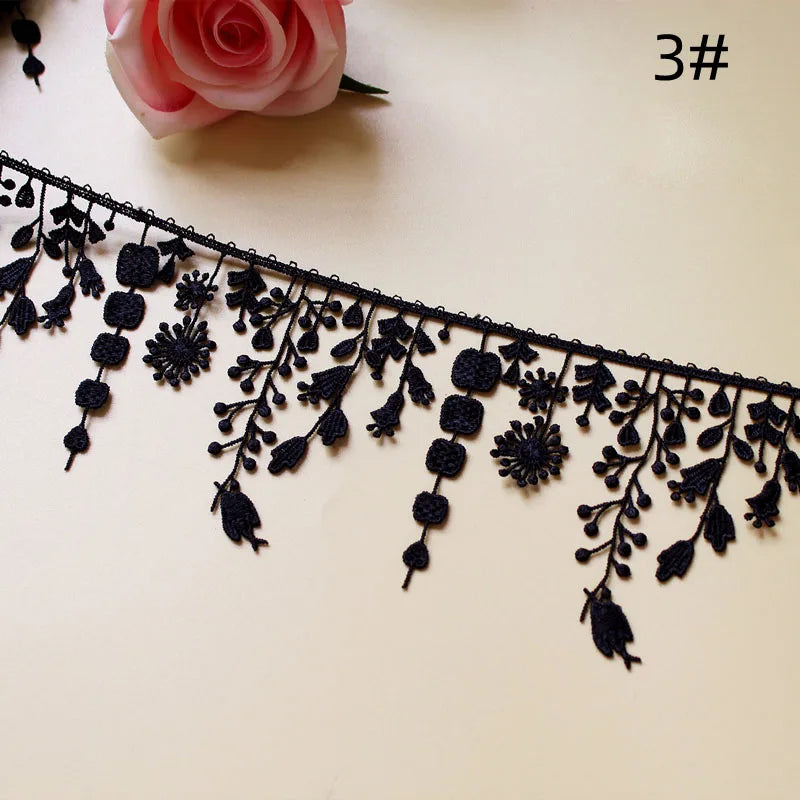 Embroidered Tassel Lace Trim | 1 Yard Decorative Fabric Ribbon | Sewing Trim for Clothing, Bags, Curtains & Crafts #SewingSupplies #LaceTrim