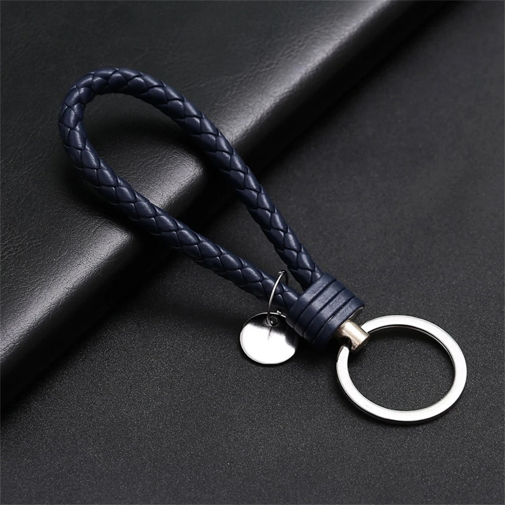 Braided PU Leather Keychain | Woven Rope Keyring with Metal Clasp | DIY Bag Charm, Key Holder & Craft Accessory