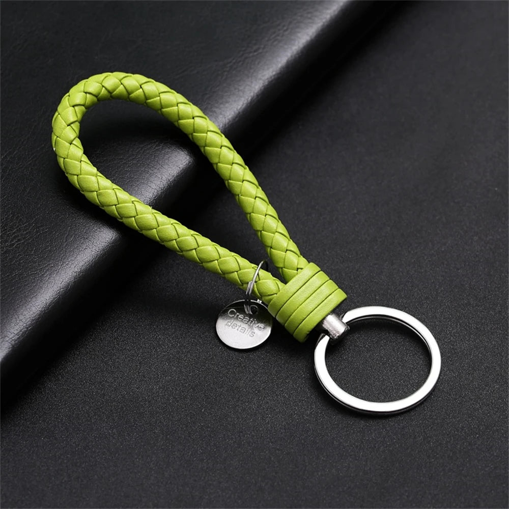 Braided PU Leather Keychain | Woven Rope Keyring with Metal Clasp | DIY Bag Charm, Key Holder & Craft Accessory