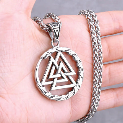 Vikings Odin Rune Necklace Various Men's Nordic Vegvisir Valknut Amulet Pendant Stainless Steel Punk Fashion Jewelry Wholesale