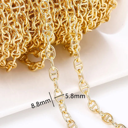 14K Gold Plated Brass Chain | Gold Jewelry Chain by the Meter | Bulk Necklace & Bracelet Chain for DIY Jewelry Making
