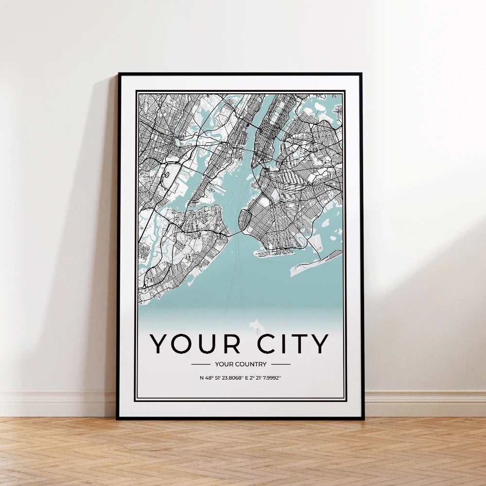 Custom Personalized City And County Map World Cover Gift Wall Art Printing Picture Living Room Bedroom Home Decoration