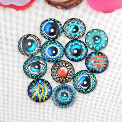20pc Glass Eyes for Crafts | 8mm to 16mm Cat Dragon Dinosaur Eyes | Round Cabochons for DIY Dolls, Jewelry & Craft Making